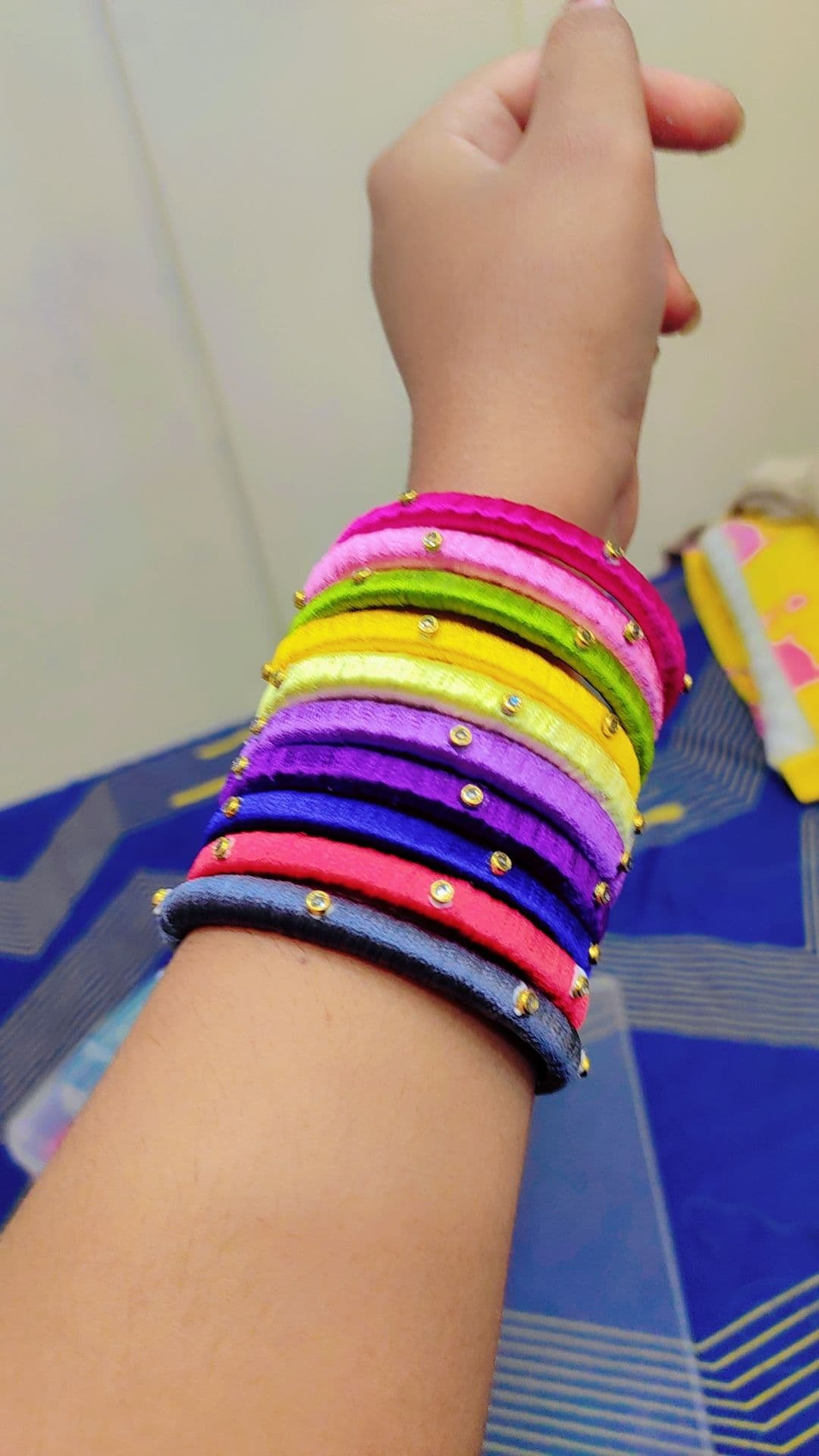 Blue Crystal Jhumka Earrings