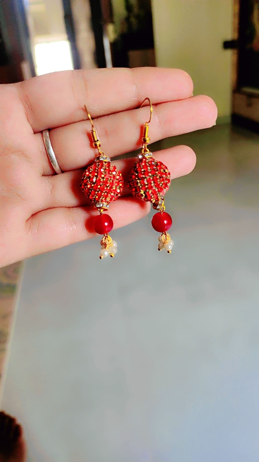 Red CZ Pavé Dangle Earrings