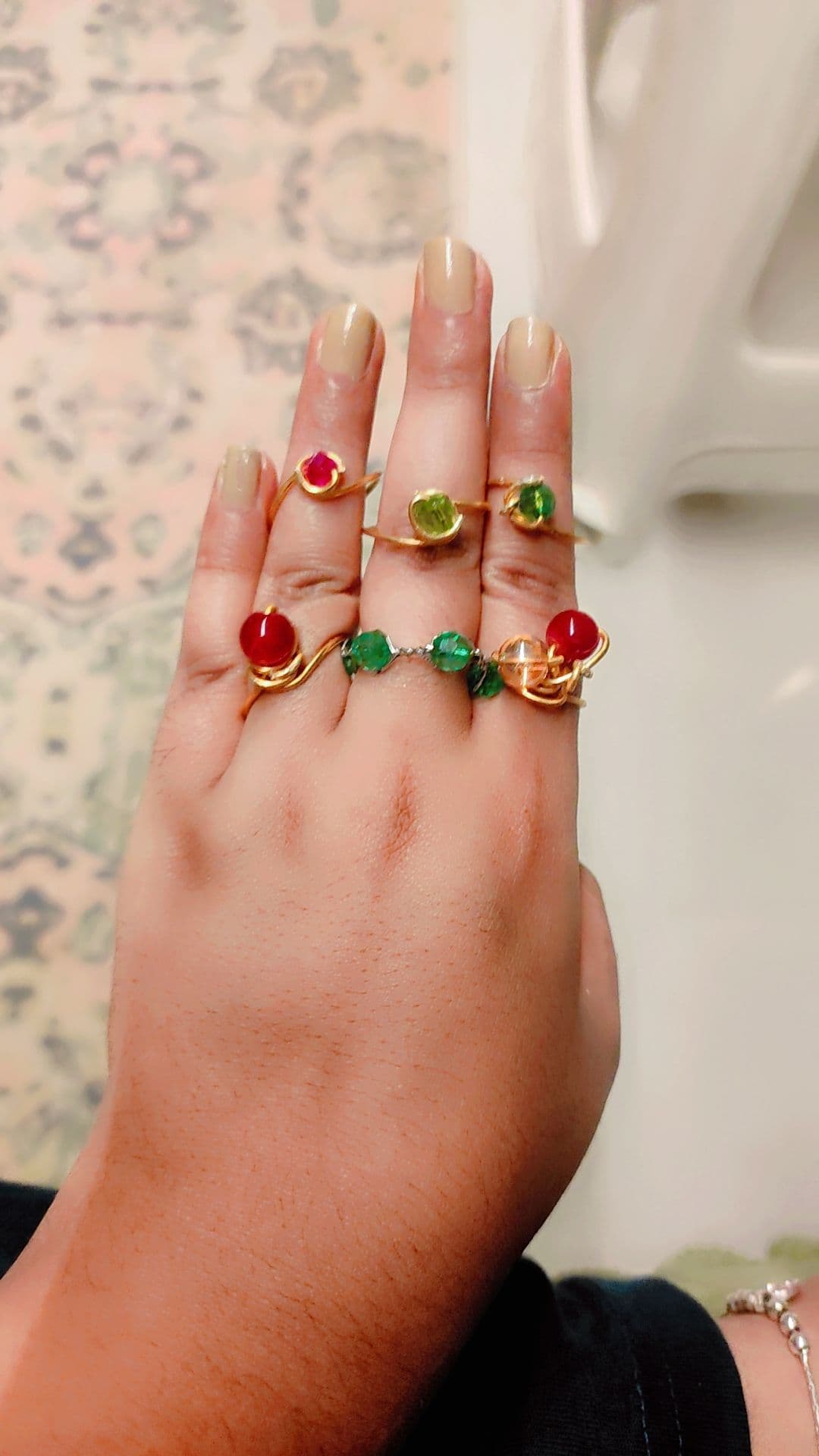 Gemstone Wire-Wrapped Rings (Set of 6)